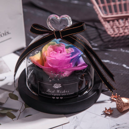 Flag Village Valentine's Day Christmas Dried Flowers For Home Decor Wedding Gifts Dried Flowers Eternal Real Rose Home Decor With LED In Glass