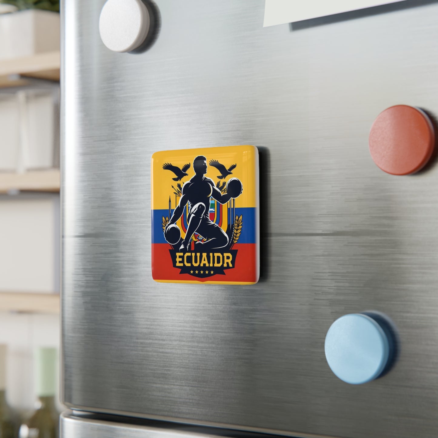Flag Village Ecuador Flag Sporting Porcelain Magnet, Square ECU0004