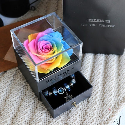 Flag Village Eternal Flower Rose Jewelry Box for Birthday Presents Valentines Day Wedding Gift