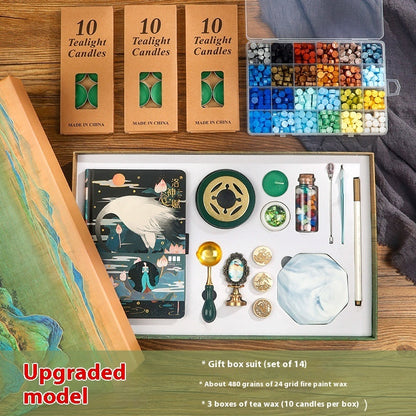 Flag Village Powerful Manufacturers DIY Retro Sealing Wax Seal Set Tool Outfit Antique Fire Paint Seal Gift Box Creative Gift
