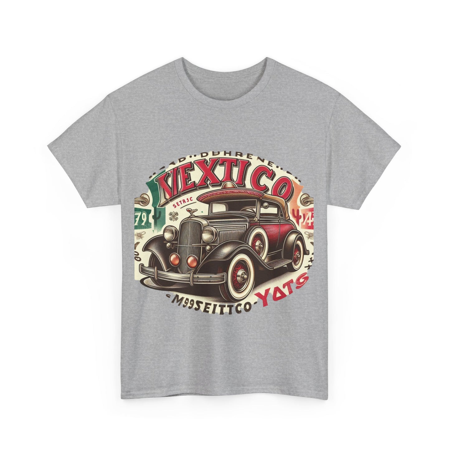 Flag Village Mexico Vintage Car Flag T-SHIRT Heavy Cotton Tee MEX0003