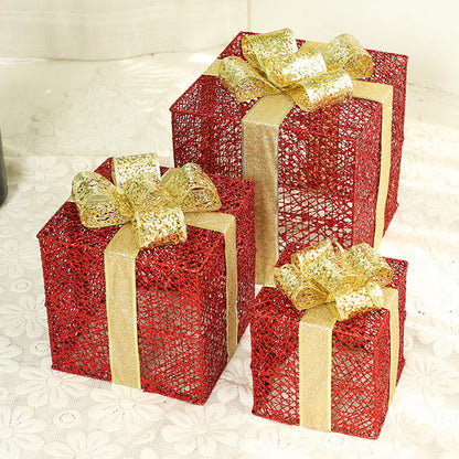 Flag Village Christmas wrought iron gift box three-piece set