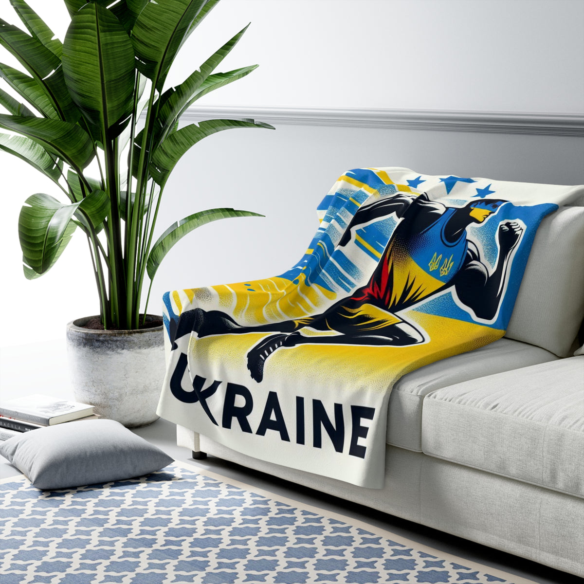 Flag Village Ukraine Sporting Flag Sherpa Fleece Blanket UKR0003