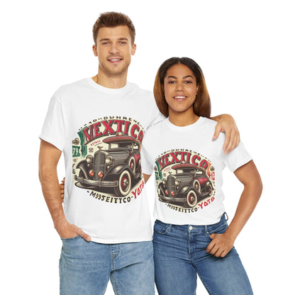 Flag Village Mexico Vintage Car Flag T-SHIRT Heavy Cotton Tee MEX0003