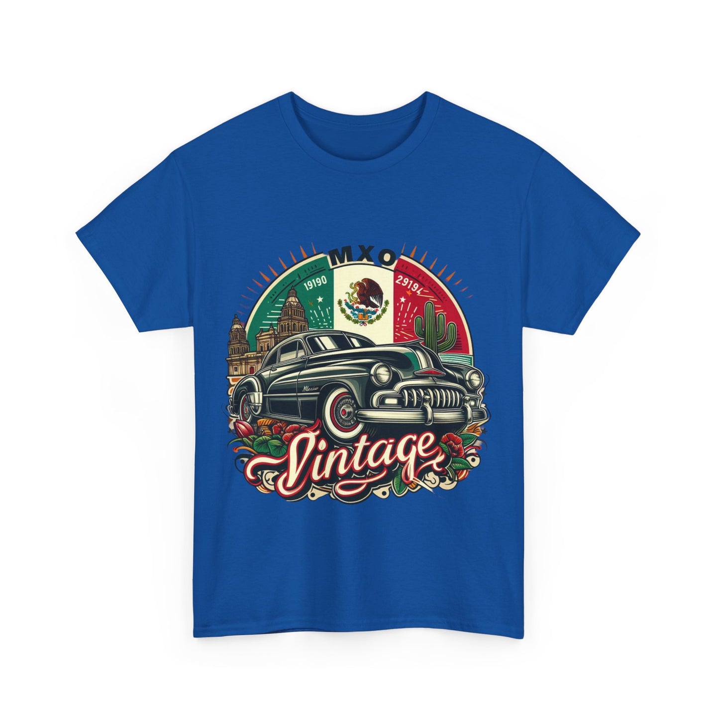 Flag Village Mexico Vintage Car Flag T-SHIRT Heavy Cotton Tee MEX0001