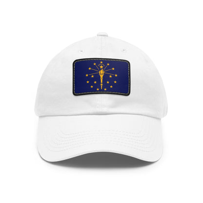 Flag Village USA Indiana State Flag Hat Cap with Leather Patch