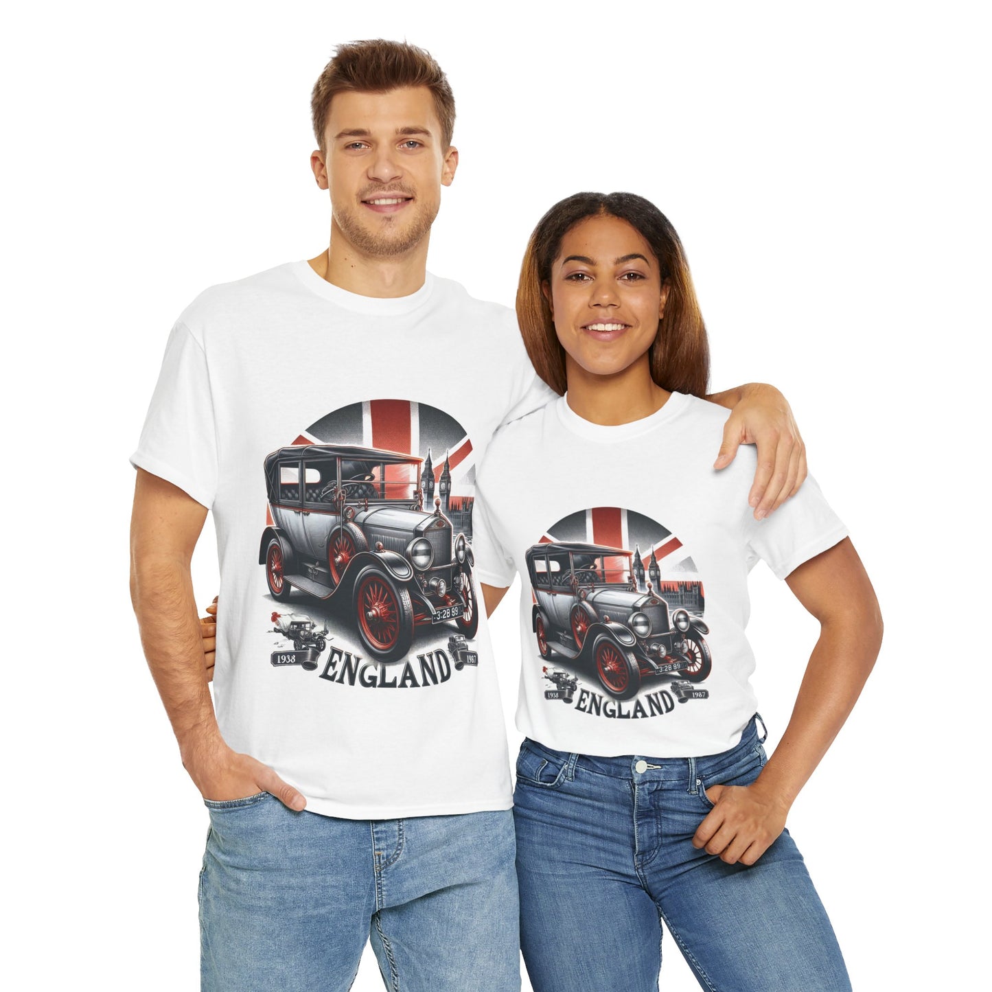 Flag Village UK Vintage Car Flag T-SHIRT Heavy Cotton Tee UK0014
