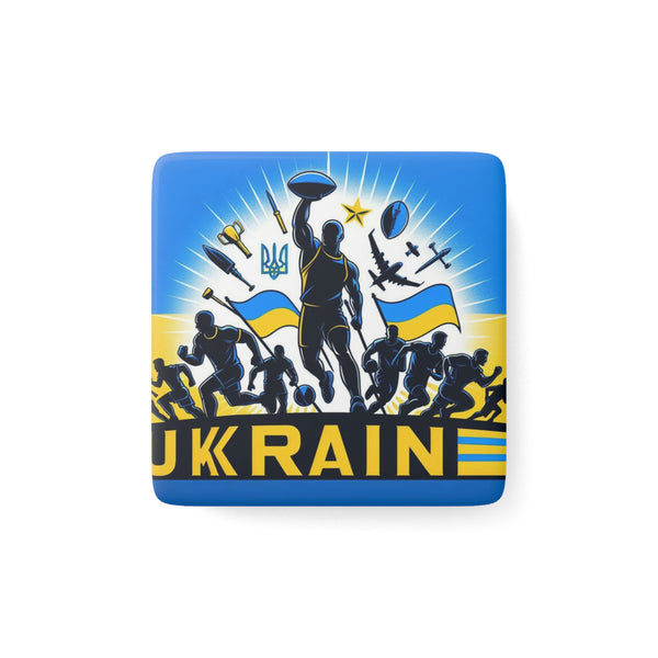 Flag Village Ukraine Flag Sporting Porcelain Magnet, Square UKR0005