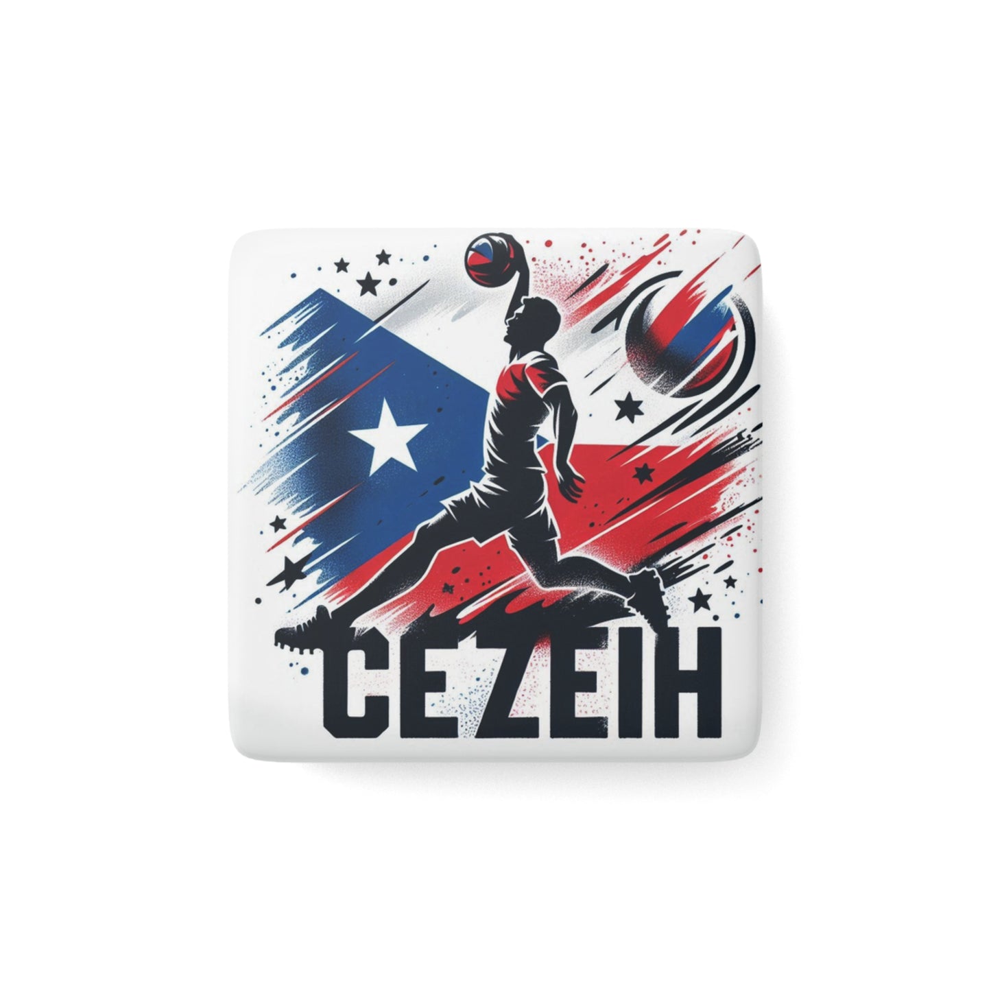 Flag Village Czech Flag Sporting Porcelain Magnet, Square CZE0005