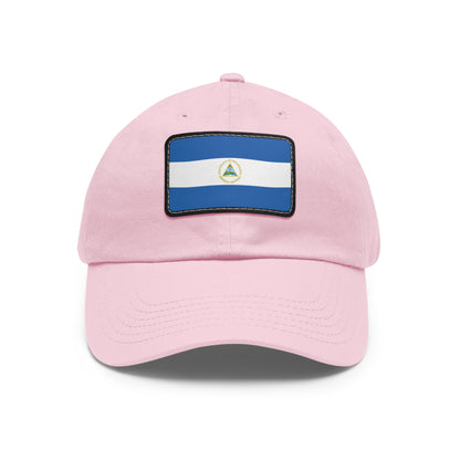 Flag Village Nicaragua Flag Hat Cap with Leather Patch