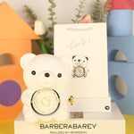 Flag Village Eternal Rose Teddy Bear Gifts Box With Necklace Rotate Rose Jewelry Box Valentine Wedding Storage Gift Case For Women Girlfriend