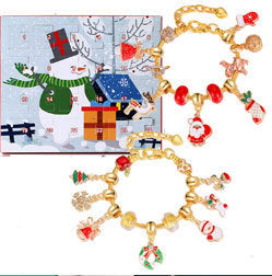 Flag Village New Christmas Ornaments Children's Gift Box Countdown Calendar Gift Box Advent Golden Bracelet Necklace Blind Box Set