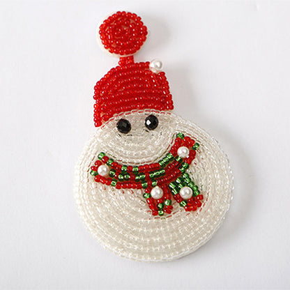 Flag Village Christmas Snowman Beads Earrings For Women Girls Ins Style Happy New Year Xmas Festival Jewelry Gifts