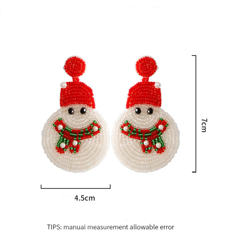 Flag Village Christmas Snowman Beads Earrings For Women Girls Ins Style Happy New Year Xmas Festival Jewelry Gifts