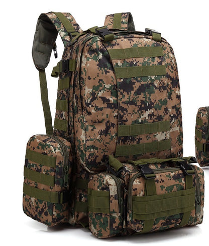 Flag Village Men's Travel Backpack Oxford Cloth Outdoors Backpack Army Camouflage Tactics Double Shoulder Bag Mountaineering Large Combination Backpack