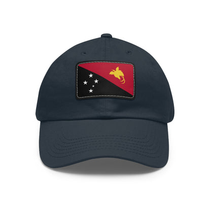 Flag Village Papua New Guinea Flag Hat Cap with Leather Patch