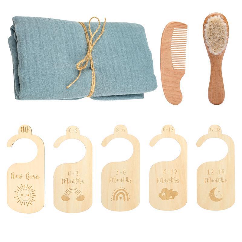 Flag Village Baby Born Gift Set Wool Brush Baby Skin-friendly Bath Towel Baby One Month Old One Hundred Days Gift Box