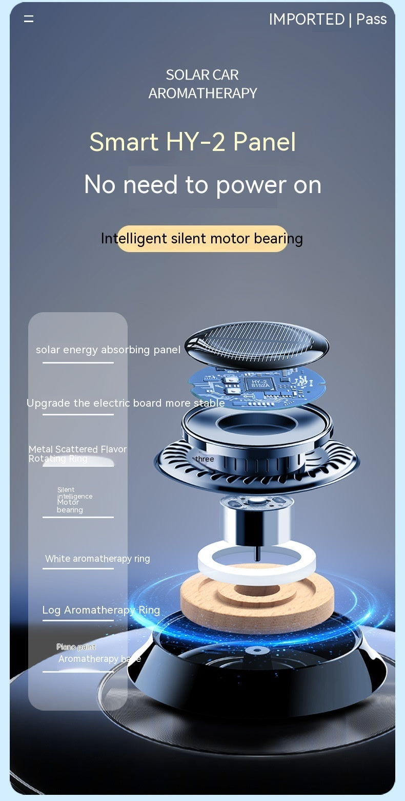 Flag Village Auto Tools Portable Kinetic Car Air Freshener Solar Powered Double Ring Rotating Air Cleaner Perfume Fragrance Diffuser