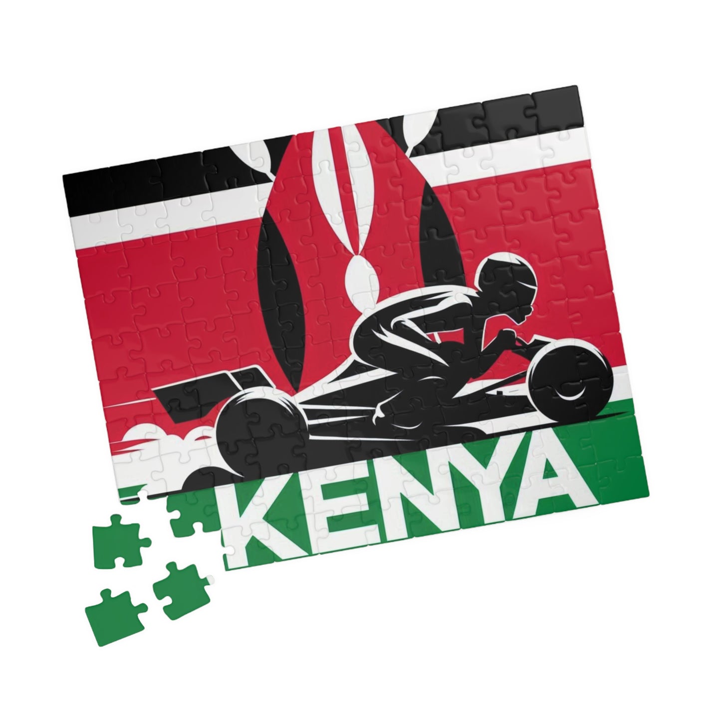 Flag Village KENYA Racing Car Sporting Flag Puzzle (110, 252, 520, 1014-piece) KEN0007