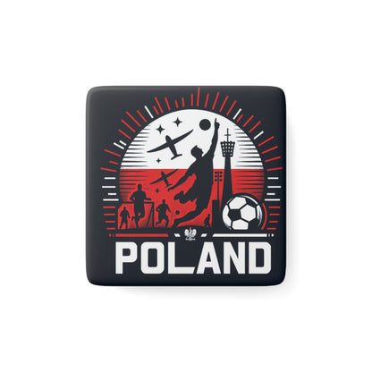 Flag Village Poland Flag Sporting Porcelain Magnet, Square POL0006