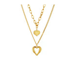Flag Village Titanium Steel Angel Wings Love Necklace Irregular Folds 2 Heart Love Necklace For Women Charm Party Accessories High-quality Fashion Jewelry Pendant Gifts