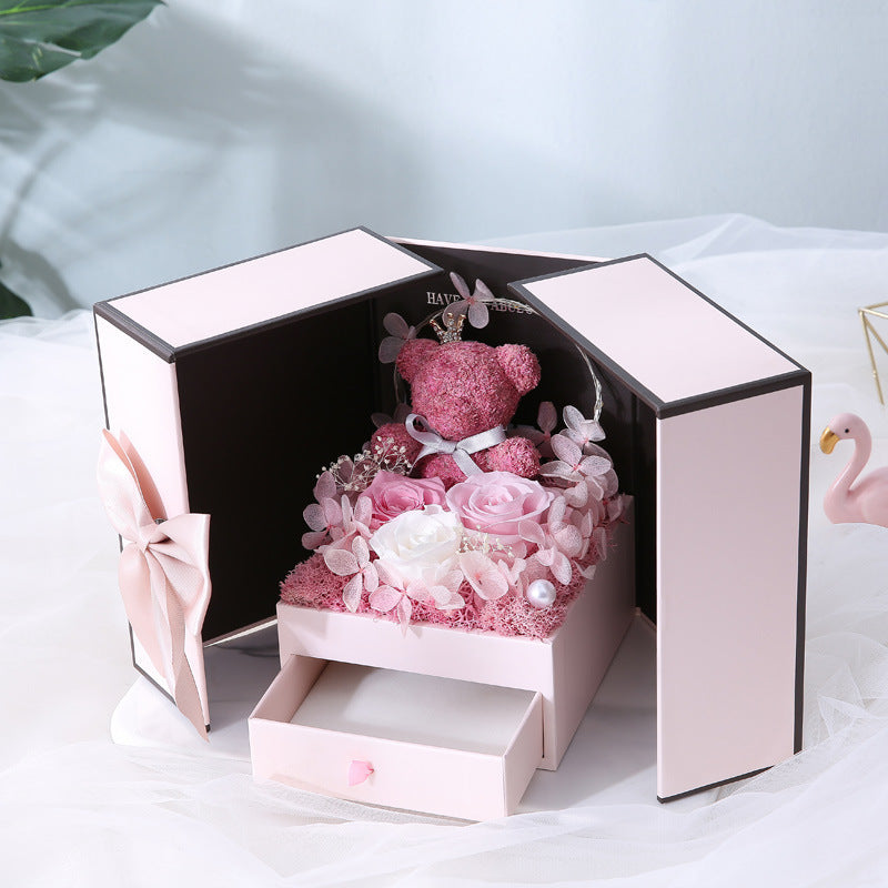 Flag Village Valentine's Day Gift Birthday Rose Drawer Jewelry Eternal Flower Gift Box