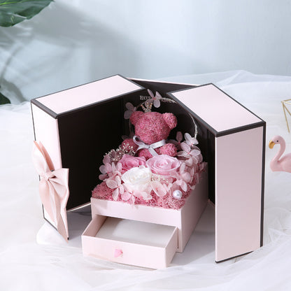 Flag Village Valentine's Day Gift Birthday Rose Drawer Jewelry Eternal Flower Gift Box