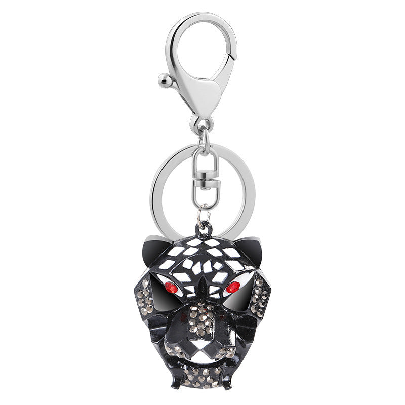 Flag Village Little Creative Gifts Leopard Head Keychain Alloy