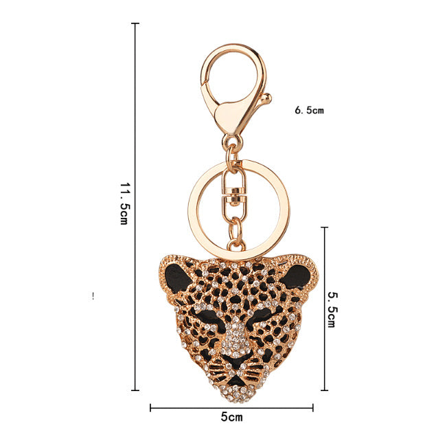 Flag Village Little Creative Gifts Leopard Head Keychain Alloy