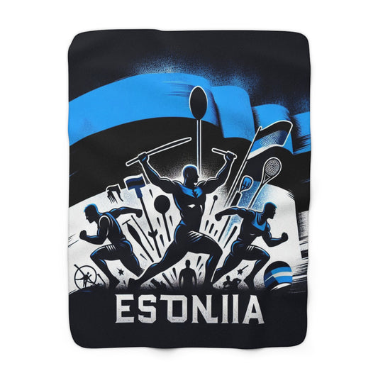 Flag Village Estonia Sporting Flag Sherpa Fleece Blanket EST0003