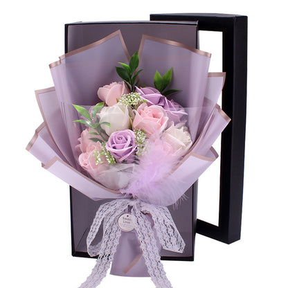 Flag Village Artificial Soap Rose Bouquet Fake Flower Gift Box Tanabata Valentine's Day Gift
