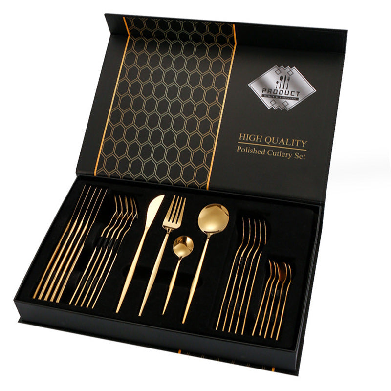 Flag Village Gift Box Stainless Steel Tableware 24-piece Set
