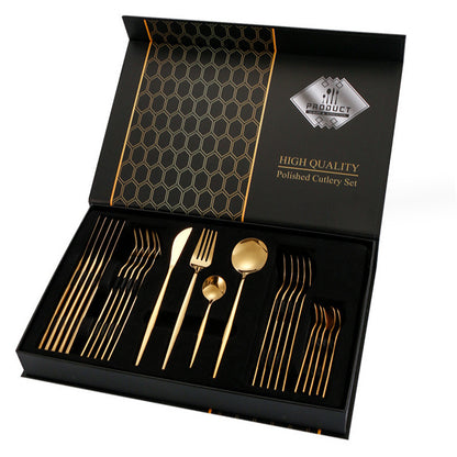 Flag Village Gift Box Stainless Steel Tableware 24-piece Set
