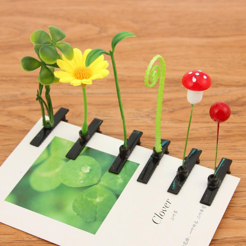Flag Village Plastic Cute Grass Barrettes Funny Bean Sprout Class Kindergarten Gifts Spring Clip