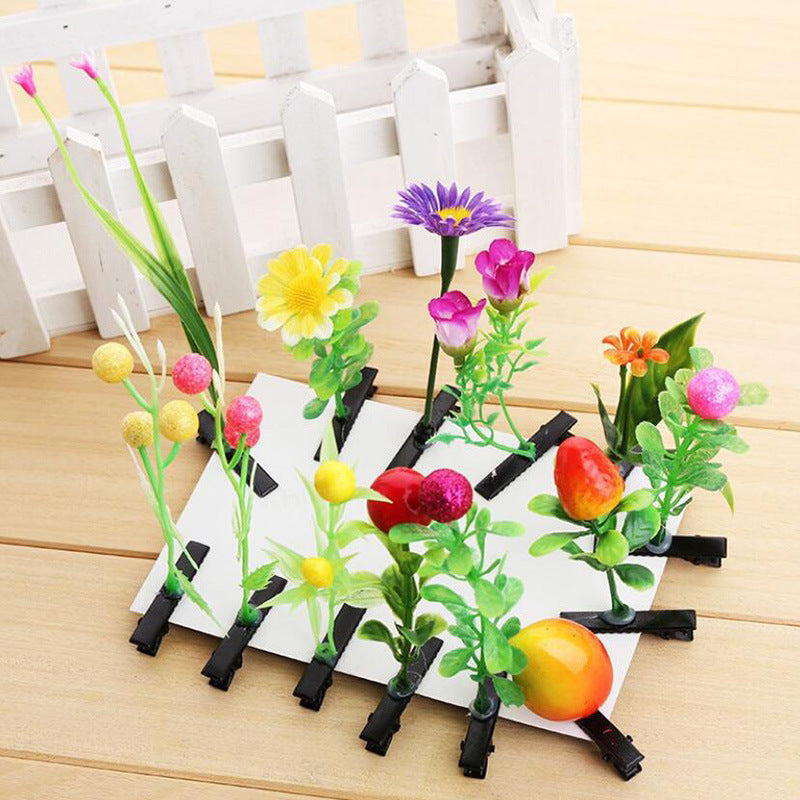 Flag Village Plastic Cute Grass Barrettes Funny Bean Sprout Class Kindergarten Gifts Spring Clip