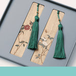 Flag Village Classical Chinese Style Creative Girl Mahogany Bookmark Set Gift Box