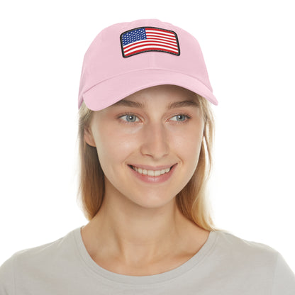 Flag Village United States Flag Hat Cap with Leather Patch