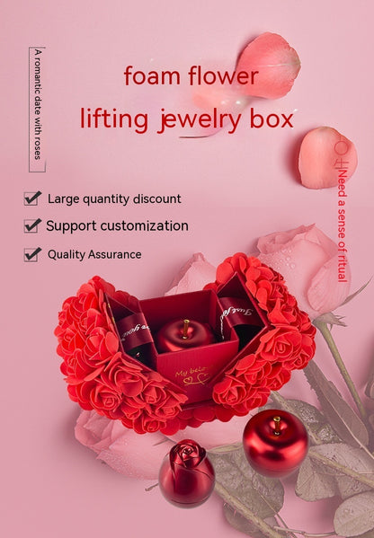Flag Village Valentines Day Gift Soap Rose Gift Box Crystal Pendant Necklace Eternal Flower Jewelry Box Set Wedding Birthday Gift For Girlfriend