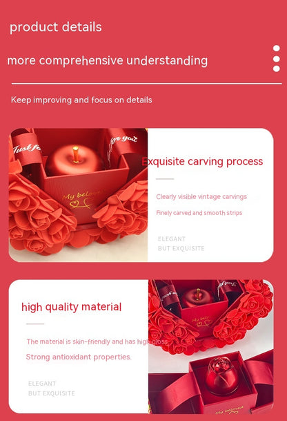Flag Village Valentines Day Gift Soap Rose Gift Box Crystal Pendant Necklace Eternal Flower Jewelry Box Set Wedding Birthday Gift For Girlfriend