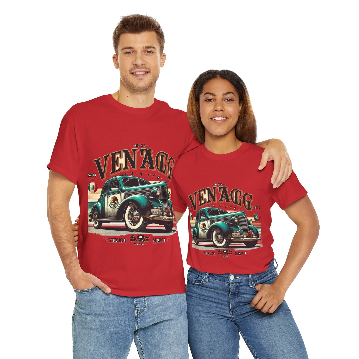 Flag Village Mexico Vintage Car Flag T-SHIRT Heavy Cotton Tee MEX0004