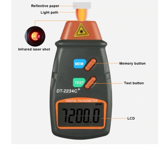 Flag Village Auto Tools Digital Tachometer