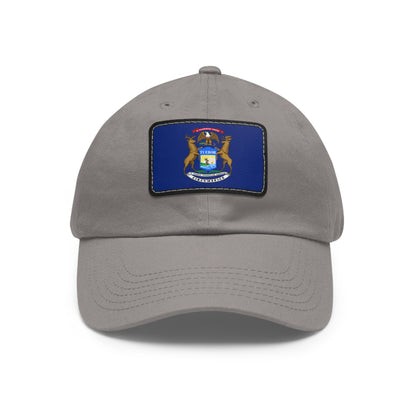 Flag Village USA Michigan State Flag Hat Cap with Leather Patch