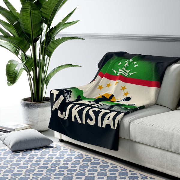 Flag Village Tajikistan Sporting Flag Sherpa Fleece Blanket TJK0002