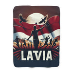 Flag Village Latvia Sporting Flag Sherpa Fleece Blanket LVA0003