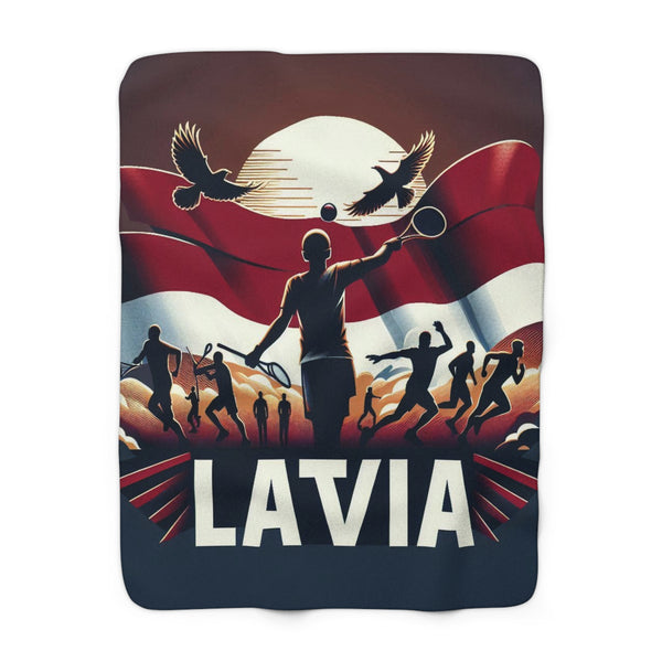 Flag Village Latvia Sporting Flag Sherpa Fleece Blanket LVA0003