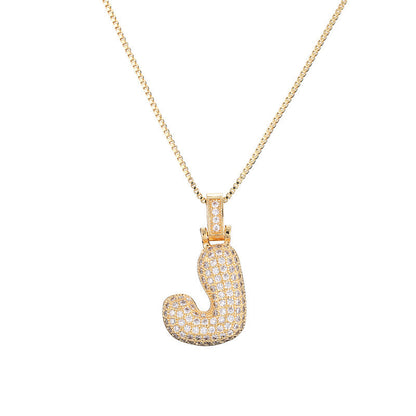 Flag Village Clavicle Chain Copper Micro Inlaid Zircon 26 Letter Pendant Necklace For Women's Birthday Jewelry Gifts