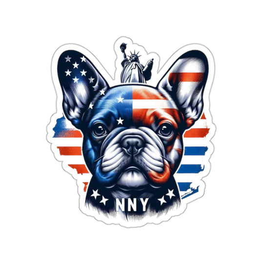 Flag Village USA Flag with French Bulldog Sticker 2", 3", 4", 6" USA0001