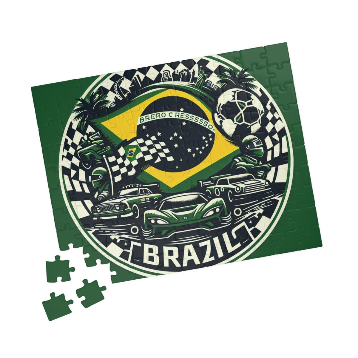 Flag Village BRAZIL Racing Car Sporting Flag Puzzle (110, 252, 520, 1014-piece) BRA0018