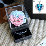 Flag Village Valentines Day Gift Women Rose Jewelry Box Dried Flower Real Flowers Eternal Roses In Box
