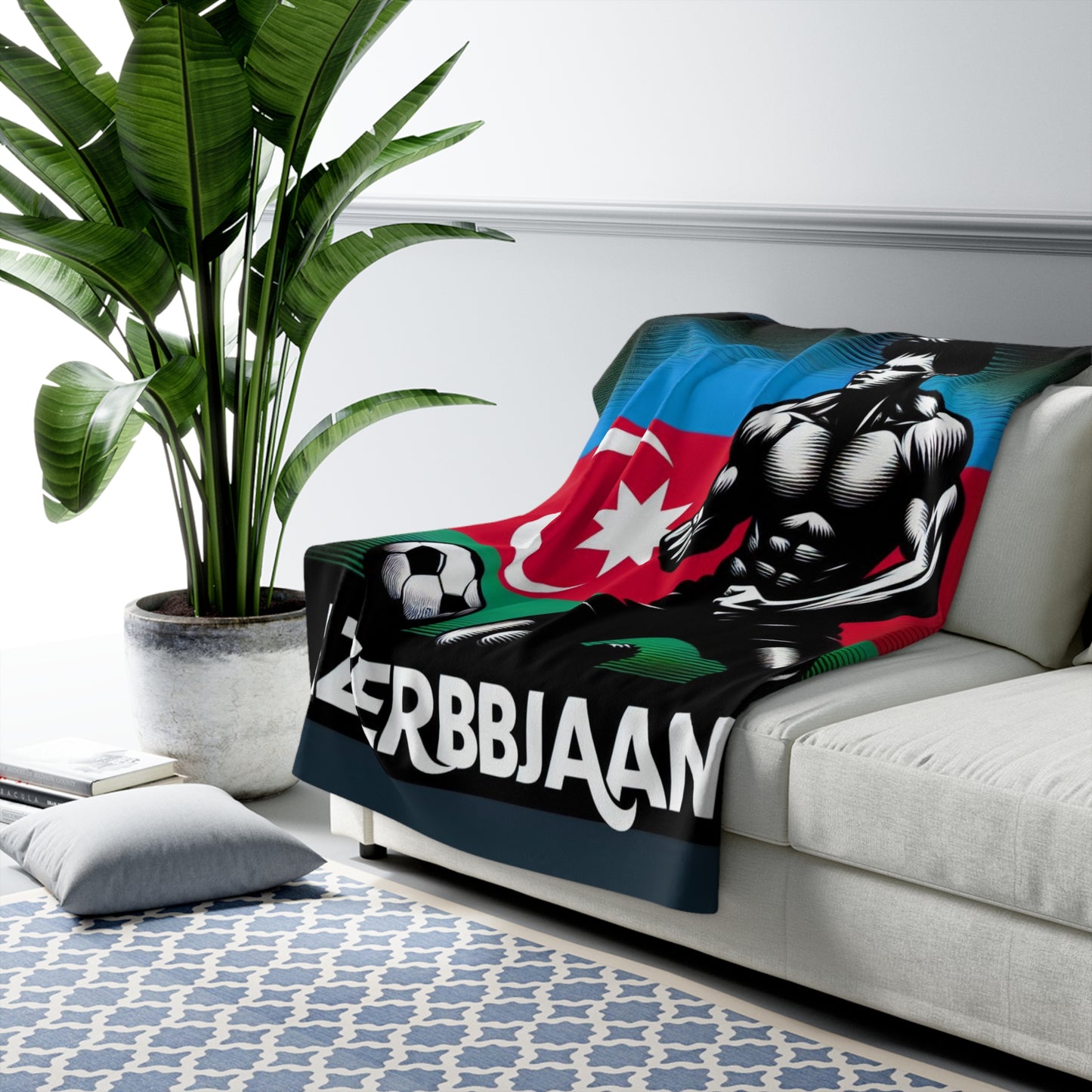 Flag Village Azerbaijan Sporting Flag Sherpa Fleece Blanket AZE0006